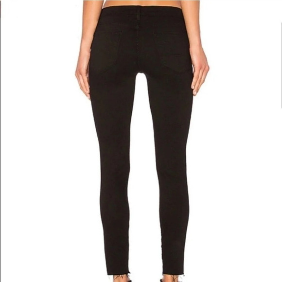 Frame Le Skinny De Jeanne Ankle Crop Jeans in Lord Noir Black Distressed 27 (4) - Picture 3 of 13